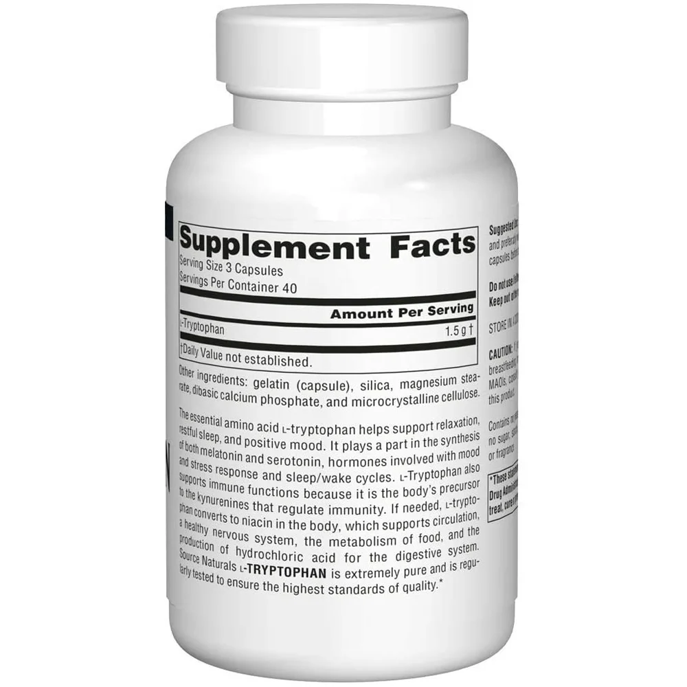 Source Naturals L-Tryptophan - 500 mg - 120 Capsules
