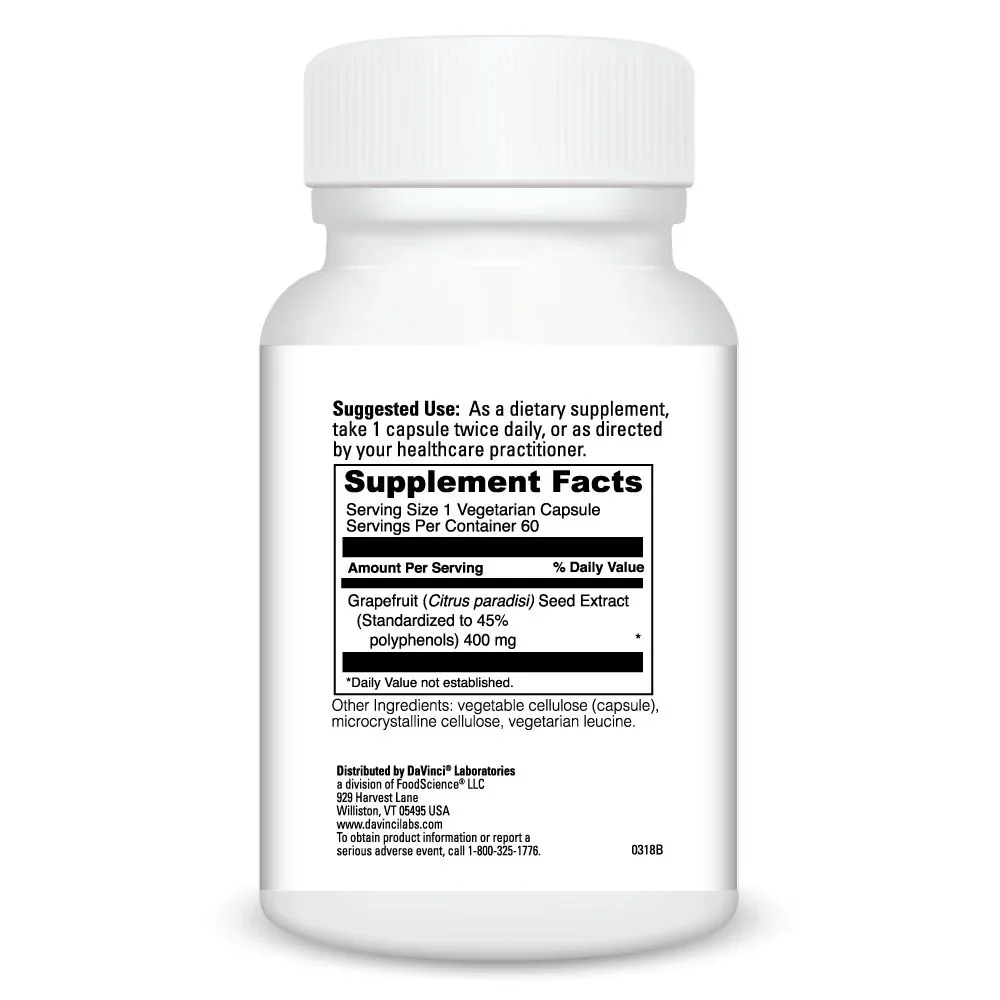 DaVinci Laboratories Grapefruit Seed Extract - 400 mg - 60 Capsules