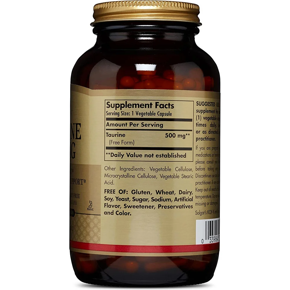 Solgar Taurine - 500 mg - 250 Vegetable Capsules