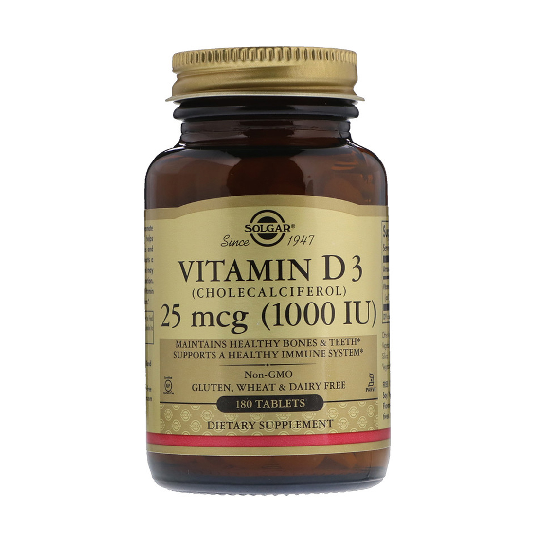 Solgar Vitamin D3 Cholecalciferol - 25 mcg - 180 Tablets