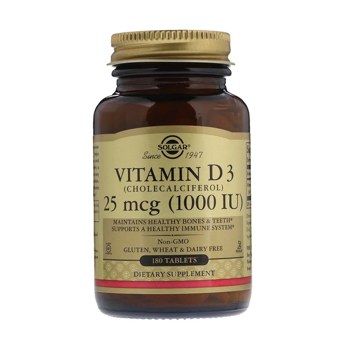 Solgar Vitamin D3 Cholecalciferol - 25 mcg - 180 Tablets