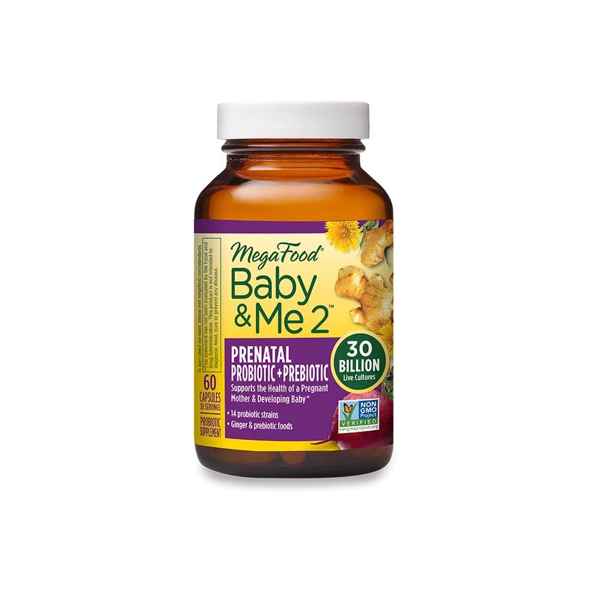 MegaFood Baby & Me 2 Prenatal Probiotic + Prebiotic - 30 billion - 60 Capsules