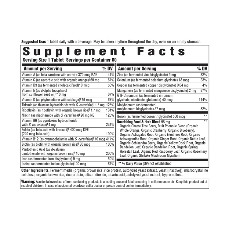 MegaFood Women's One Daily Multivitamin for Women - 60 Tablets