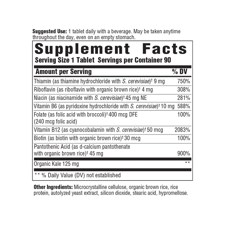 MegaFood Balanced B Complex with Vitamin B12, Vitamin B6 and Folate - 90 Tablets