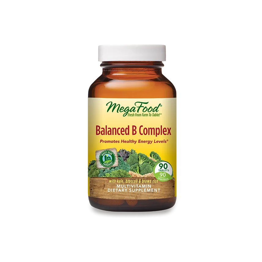 MegaFood Balanced B Complex with Vitamin B12, Vitamin B6 and Folate - 90 Tablets