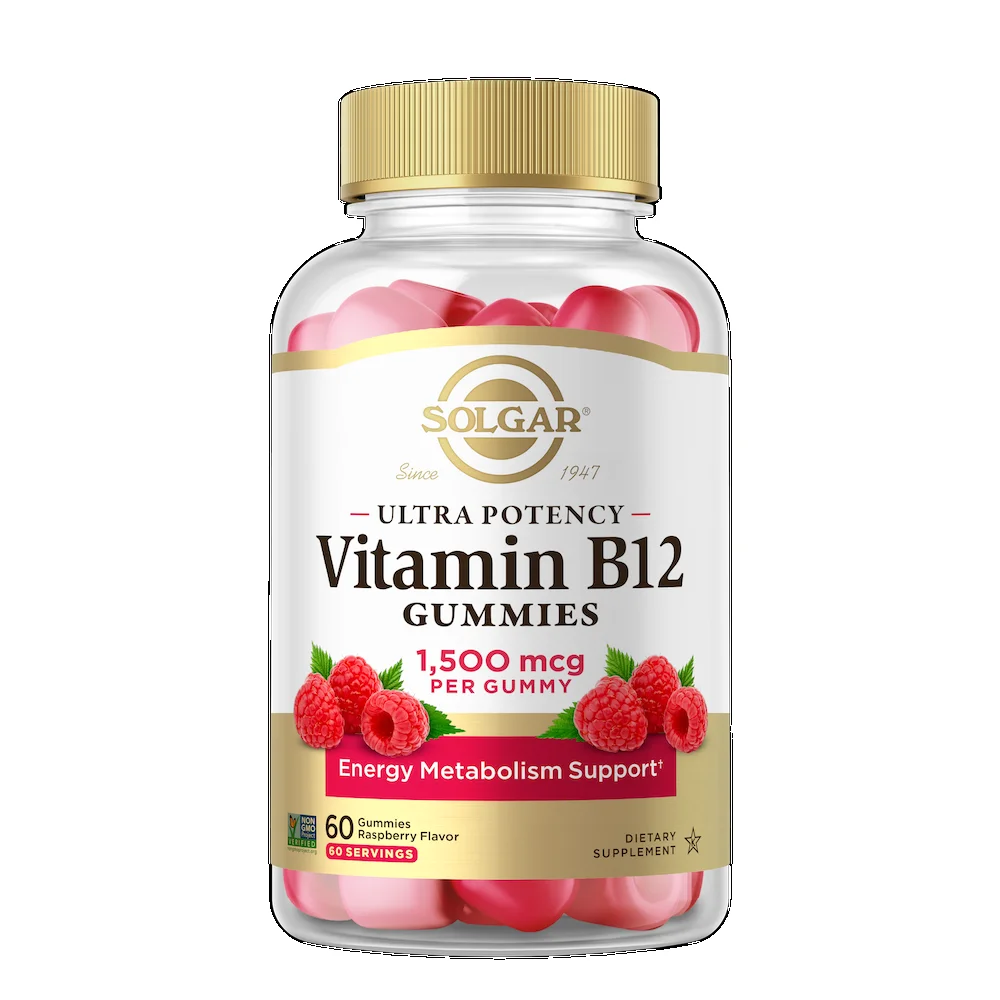 Solgar Ultra Potency B12 Gummies Raspberry - 1500 mcg - 60 Gummies