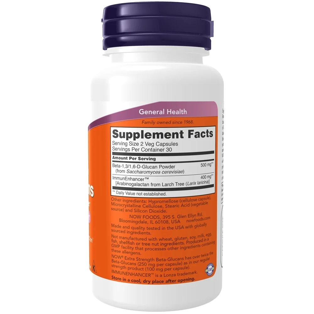 NOW Beta-Glucans with ImmunEnhancer - 250 mg - 60 Vegetable Capsules