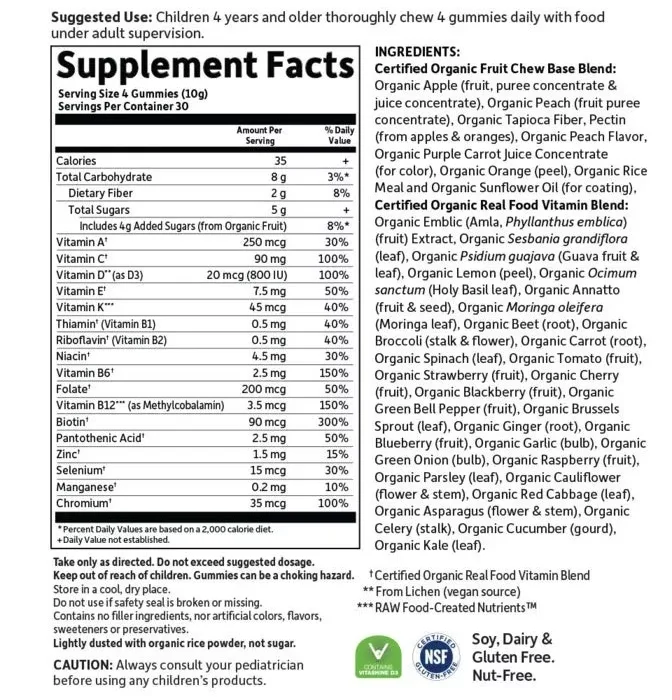 Garden of Life Kids Organics Multi Vitamins Organic Fruit - 120 Vegan Gummies