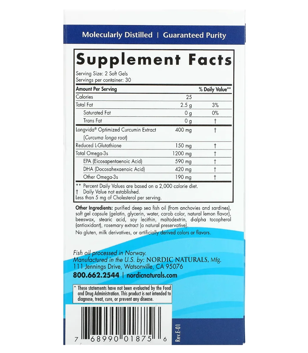 Nordic Naturals Omega Curcumin - 1250 mg - 60 Softgels