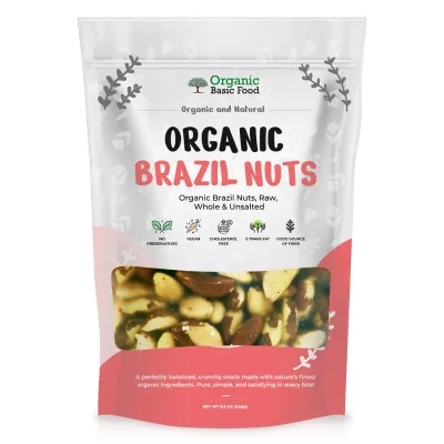 Organic Brazil Nuts, Raw, Whole | Non-GMO | Vegan | Gluten-Free - 8.5 oz