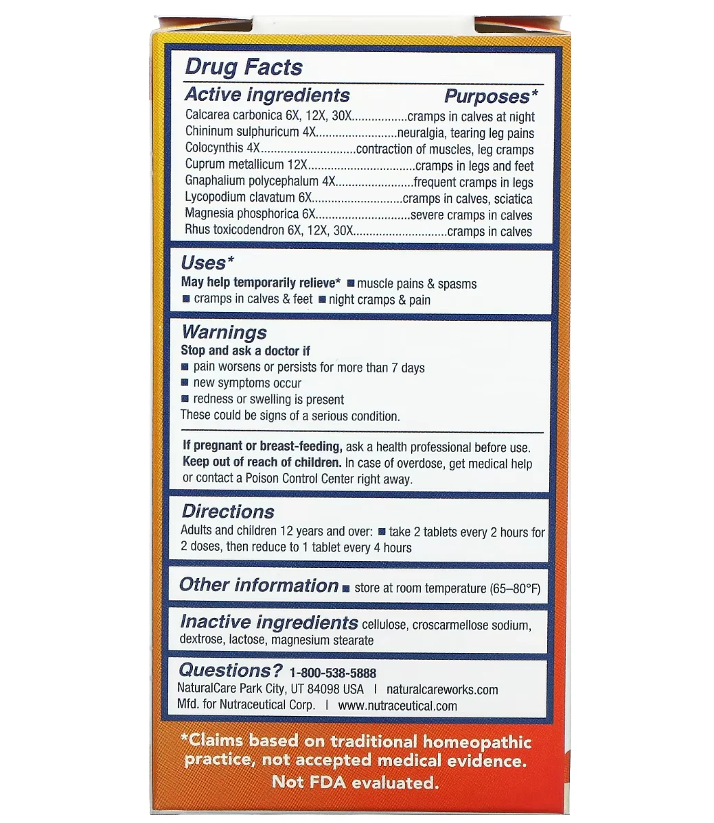 NatraBio, Leg Cramps, 60 Tablets