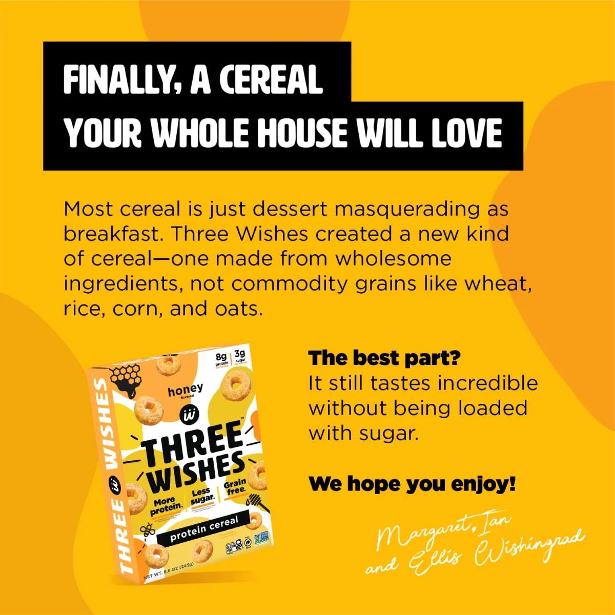 Three Wishes Gluten Free Protein Cereal, Honey - 8.6 oz