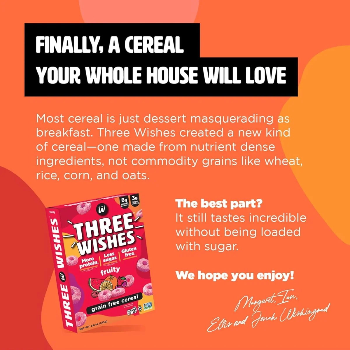 Three Wishes Gluten Free Protein Cereal, Fruity - 8.6 oz