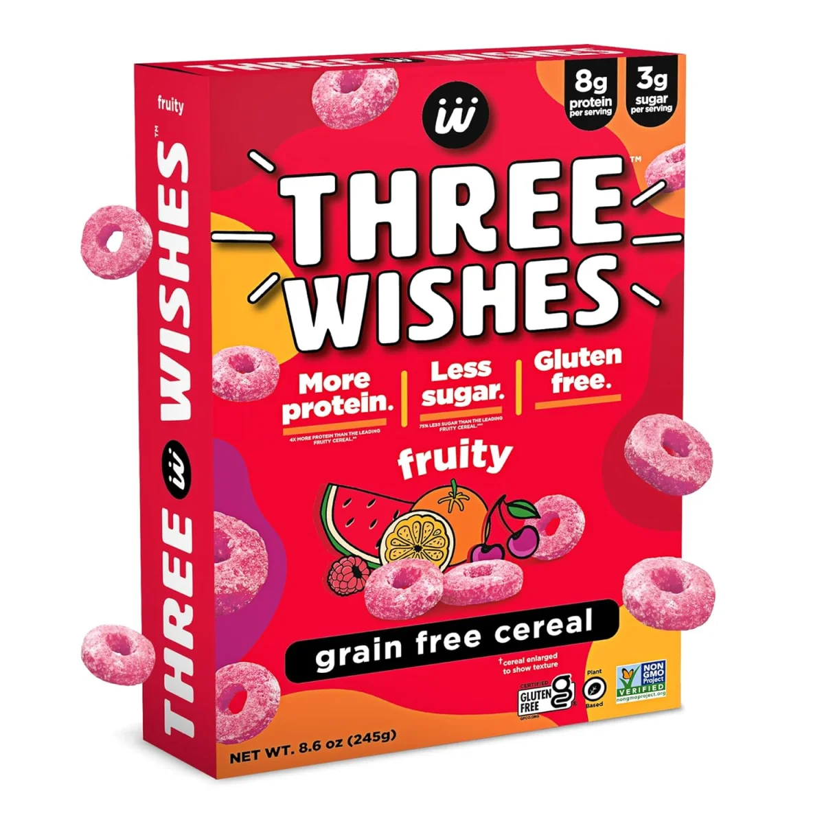 Three Wishes Gluten Free Protein Cereal, Fruity - 8.6 oz