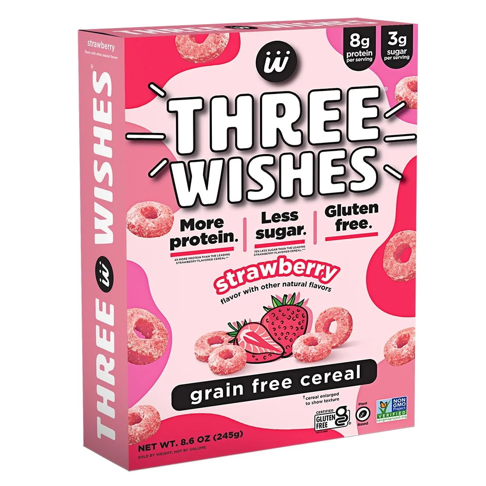 Three Wishes Gluten Free Protein Cereal, Strawberry - 8.6 oz