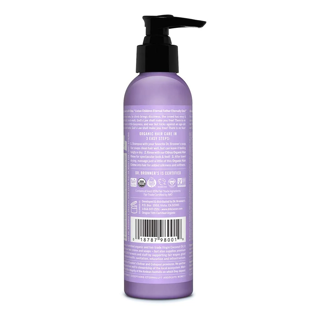 Dr. Bronner's Organic Hair Creme Lavender Coconut - 6 fl oz