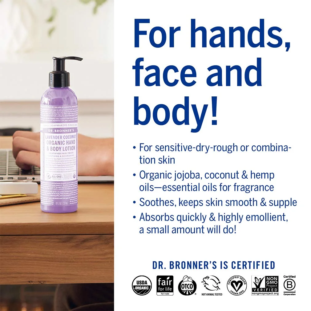 Dr. Bronner's Organic Hand & Body Lotion Lavender Coconut - 8 fl oz