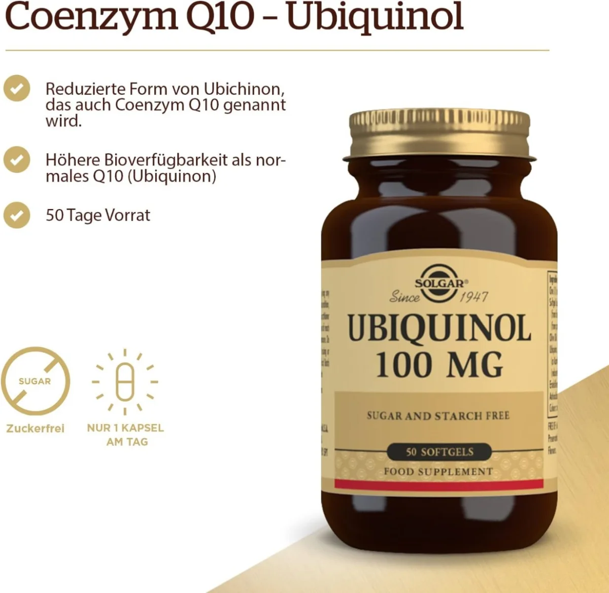 Solgar Ubiquinol - 100 mg - 50 Softgels