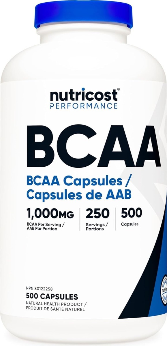 Nutricost, BCAA Supplement (1000mg) 500 Capsules - 2:1:1 Branched Chain Amino Acids