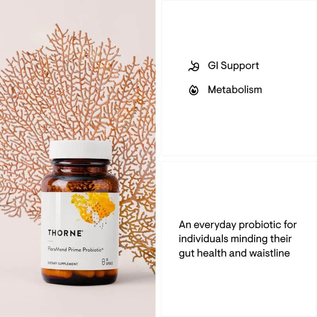Thorne FloraMend Prime Probiotic - 5 billion cells - 30 Vegetarian Capsules
