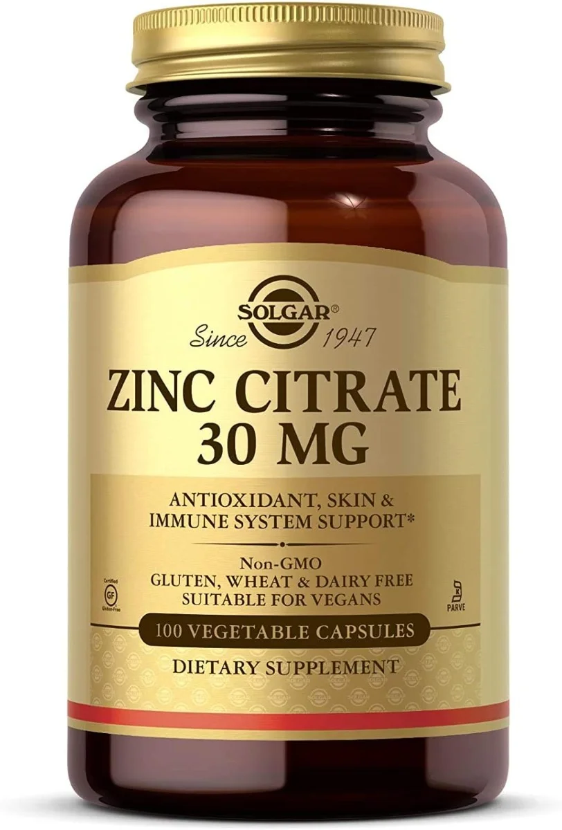 Solgar Zinc Citrate - 30 mg - 100 Vegetable Capsules