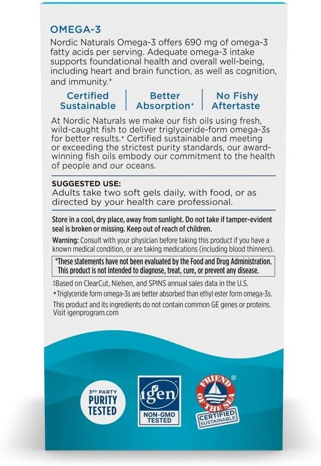 Nordic Naturals Omega-3 Lemon - 690 mg - 180 Softgels