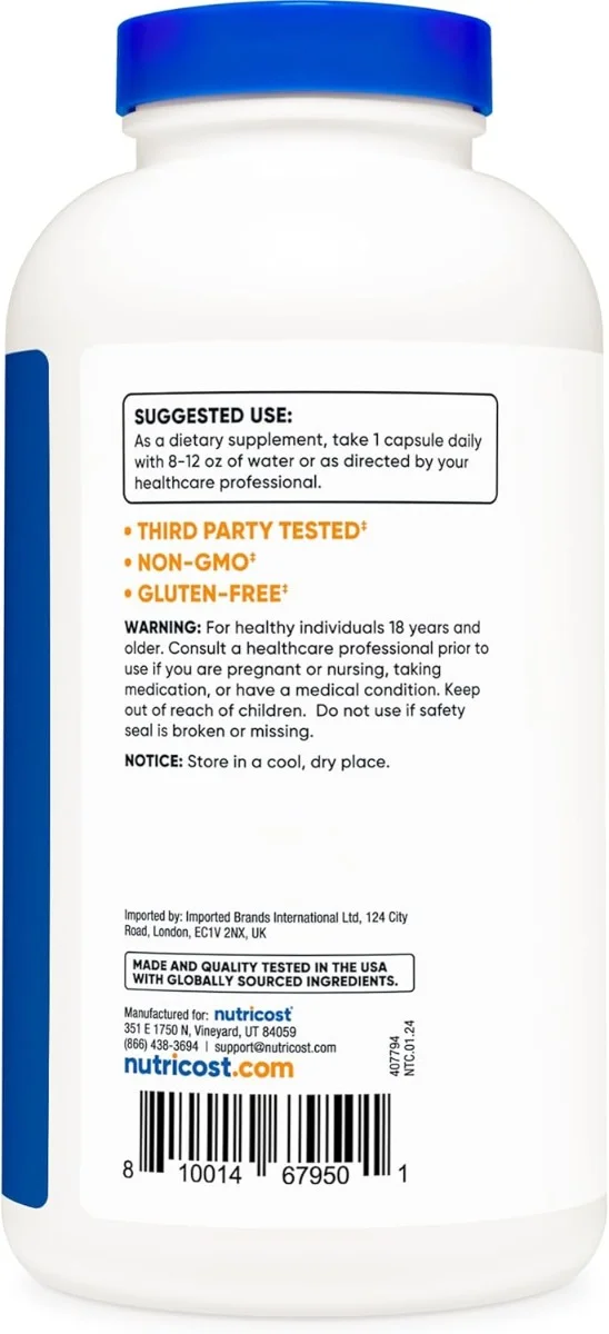 Nutricost Taurine - 1000 mg - 400 Capsules