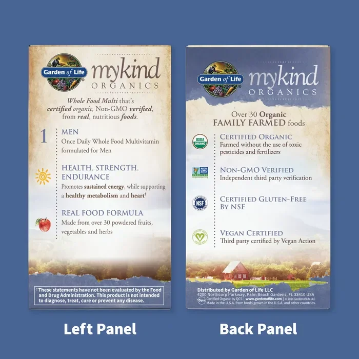 Garden of Life Organics Men's Once Daily Multivitamin - 30 Vegan Tablets