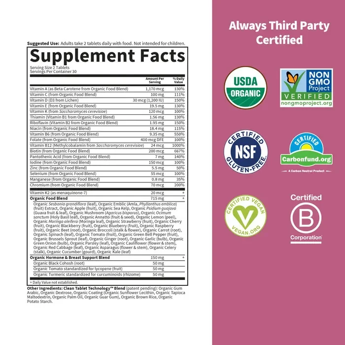 Garden of Life Organics Women's Multi 40 Plus - 60 Vegan Tablets