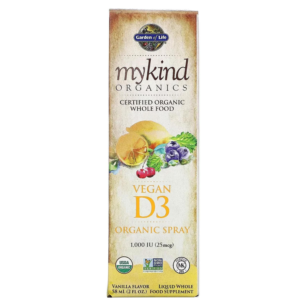Garden of Life Organics Vegan D3 Organic Spray Vanilla - 1000 IU (25 mcg) - 2 fl oz