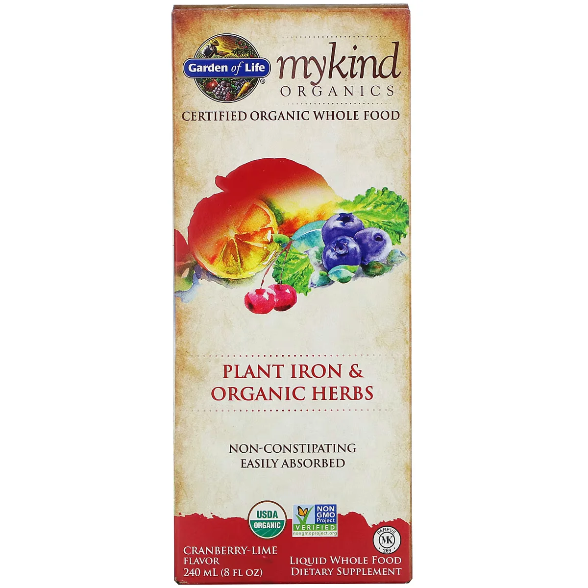 Garden of Life Organics Plant Iron & Organic Herbs Liquid Cranberry-Lime - 8 fl oz