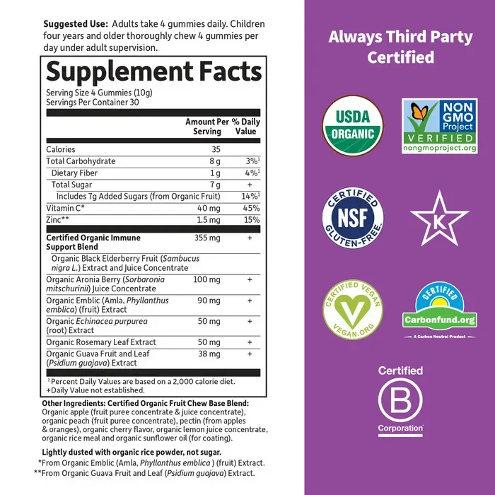 Garden of Life Organics Elderberry Immune Gummy - 120 Gummies