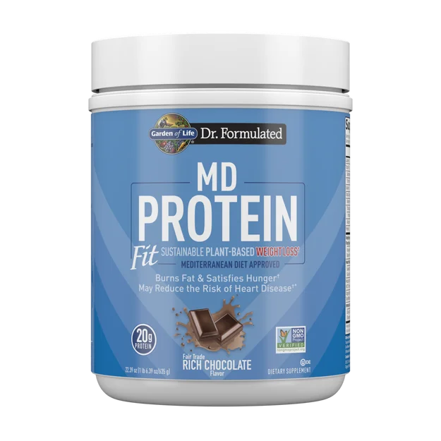 Dr. Formulated MD Protein Fit Sustainable Plant-Based Weight Loss† Fair Trade Rich Chocolate 22.39oz (635 g)