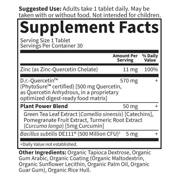 Garden of Life Dr Formulated Quercetin Recovery - 500 mg - 30 Vegan Tablets