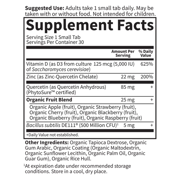 Garden of Life Dr. Formulated Vitamin D3 5000 IU & Zinc - 30 Small Tabs