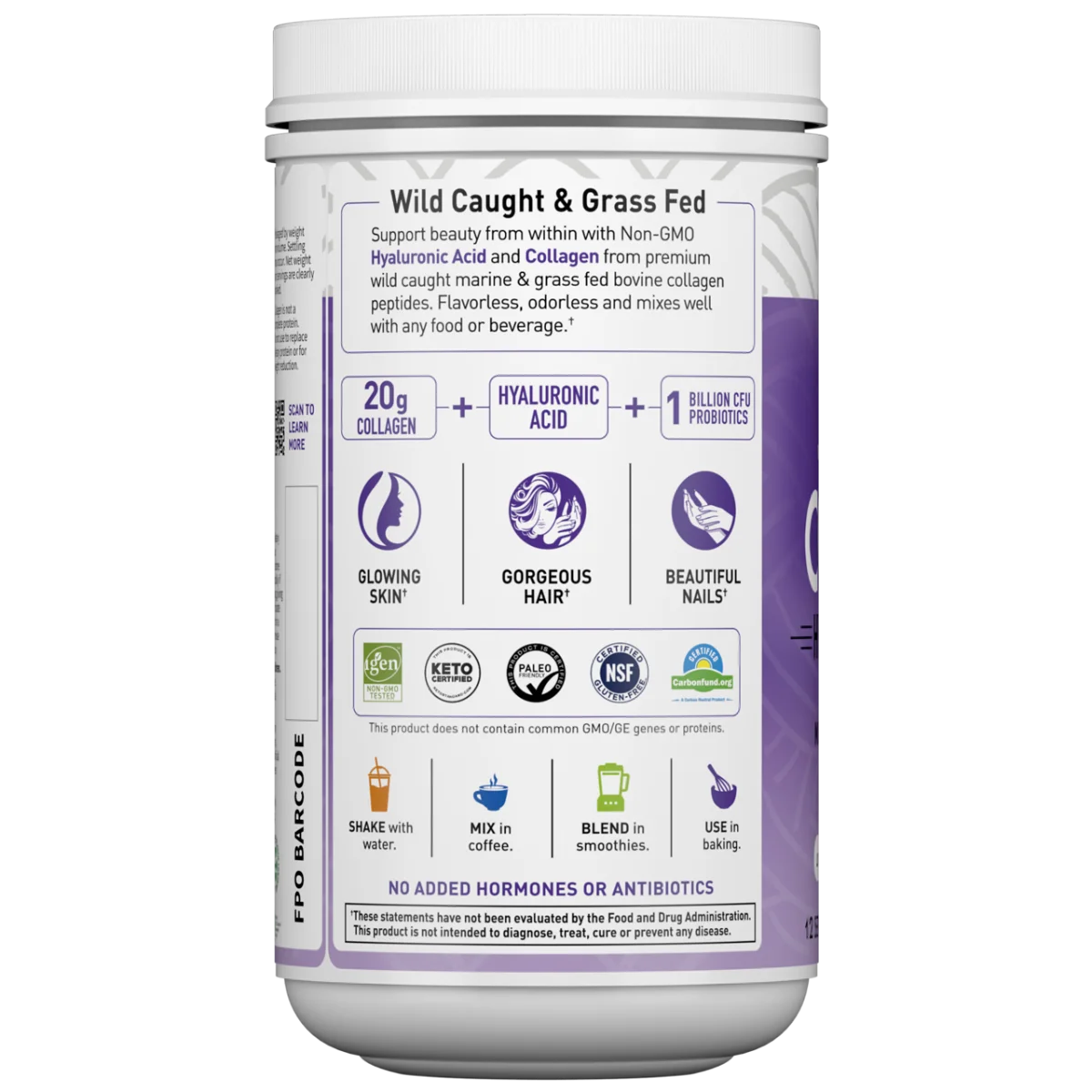 Garden of Life Wild Caught & Grass Fed Collagen with Hyaluronic Acid Powder Unflavored - 12 Servings