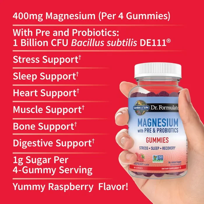 Garden of Life Dr. Formulated Magnesium with Pre & Probiotics Gummies Raspberry - 60 Gummies