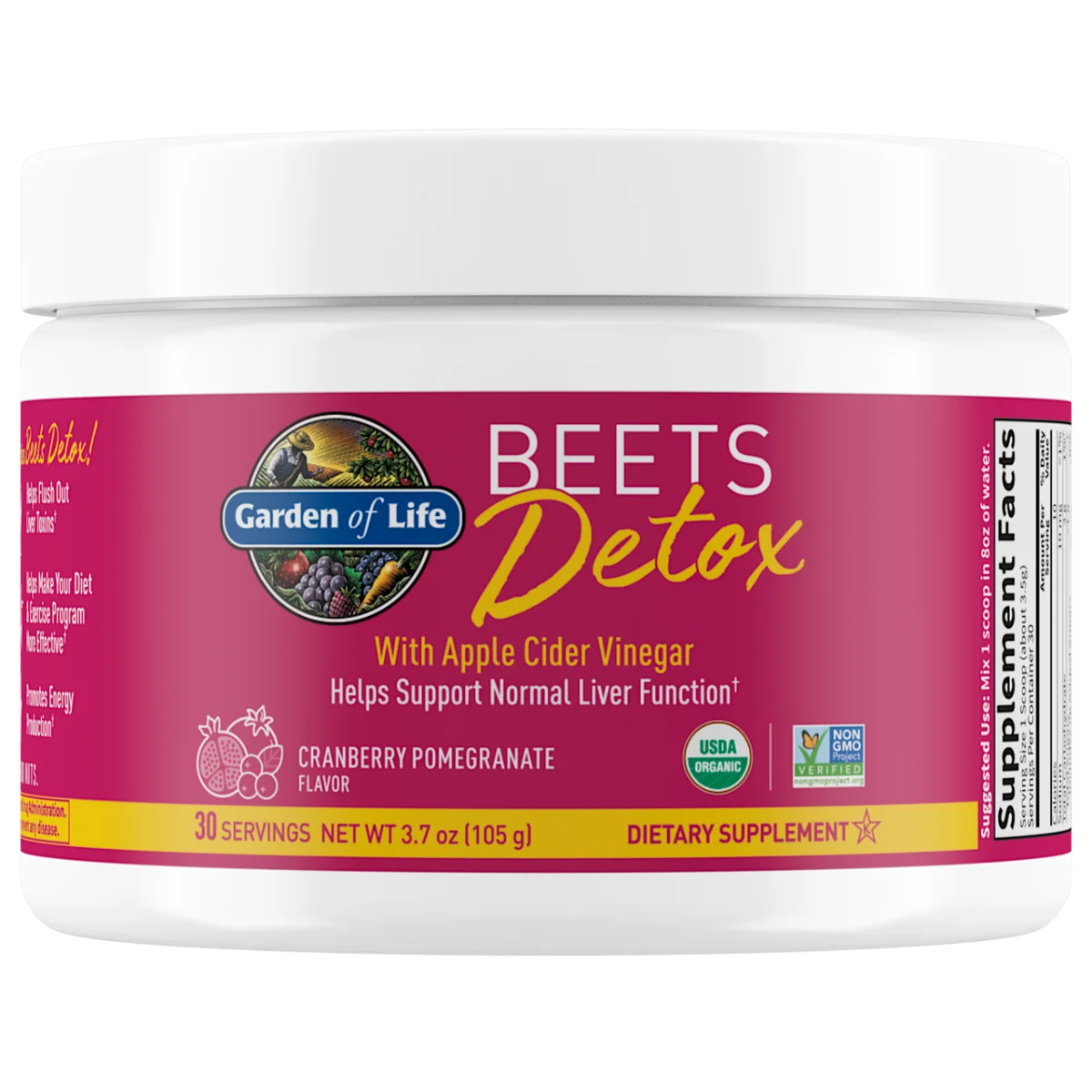 Garden of Life Organic Beets Detox With Apple Cider Vinegar Cranberry Pomegranate - 30 Servings