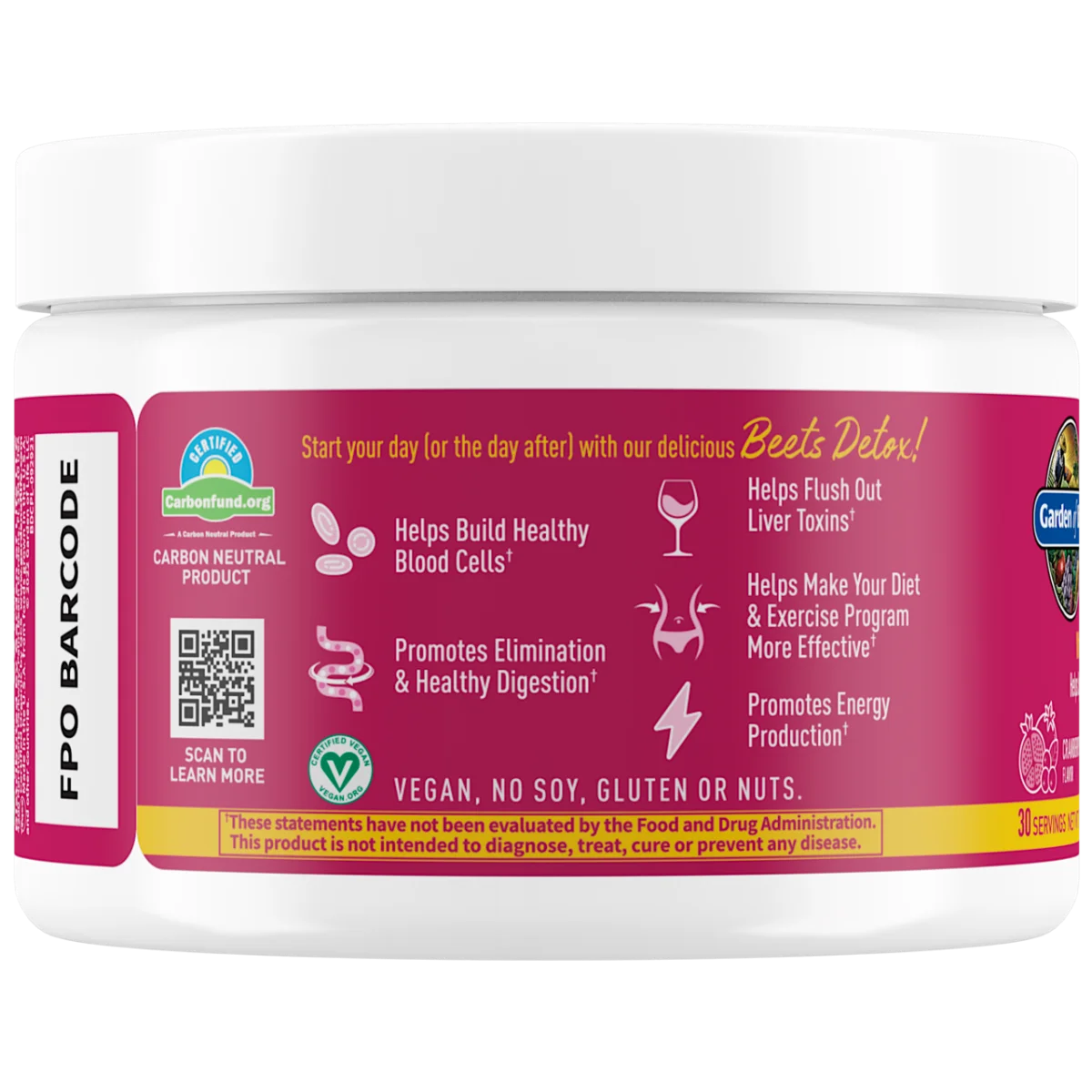 Garden of Life Organic Beets Detox With Apple Cider Vinegar Cranberry Pomegranate - 30 Servings