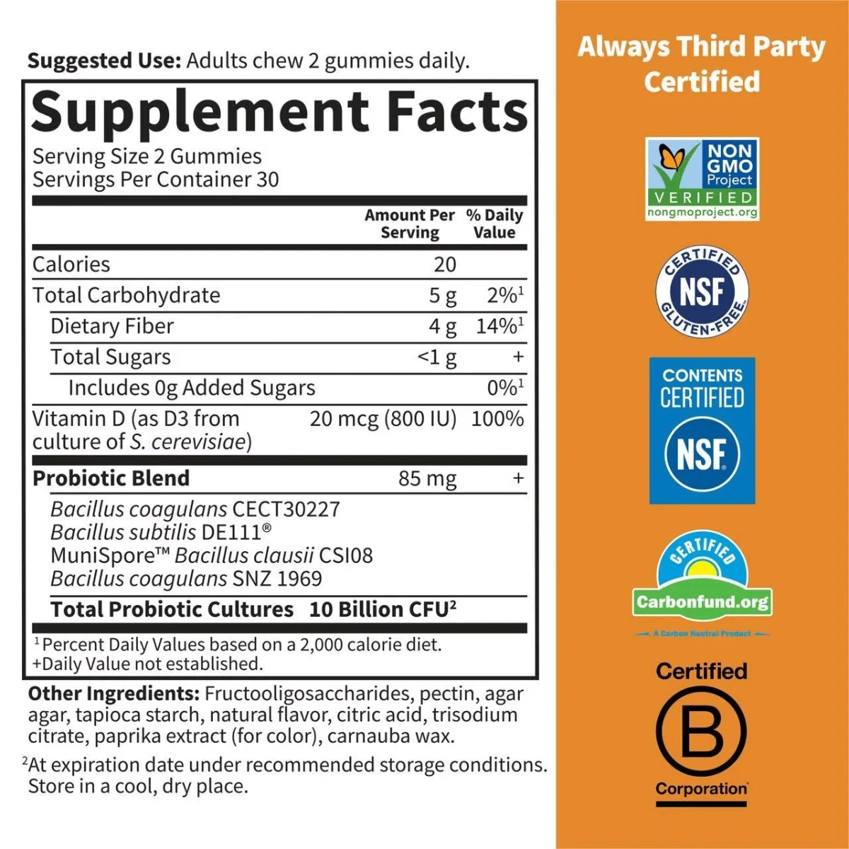 Garden of Life Dr. Formulated Probiotic Gummy Orange Dream - 10 billion - 60 Gummies