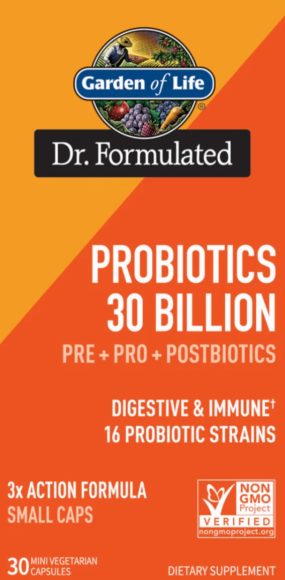 Garden of Life Dr. Formulated Probiotics Pre + Pro + Postbiotics - 30 billion - 30 Mini Vegetarian Capsules
