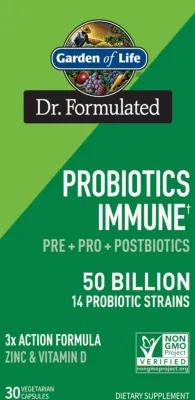 Garden of Life Dr. Formulated Probiotics Immune Pre + Pro + Postbiotics - 50 billion - 30 Vegetarian Capsules