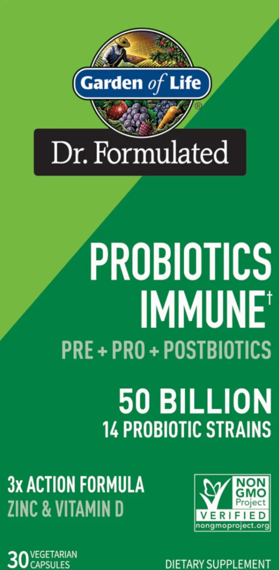 Garden of Life Dr. Formulated Probiotics Immune Pre + Pro + Postbiotics - 50 billion - 30 Vegetarian Capsules