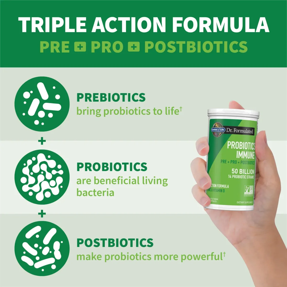 Garden of Life Dr. Formulated Probiotics Immune Pre + Pro + Postbiotics - 50 billion - 30 Vegetarian Capsules