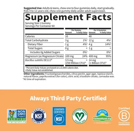 Garden of Life Dr. Formulated Magnesium with Pre & Probiotics Peach - 60 Gummies