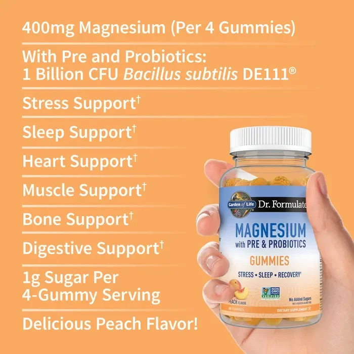 Garden of Life Dr. Formulated Magnesium with Pre & Probiotics Peach - 60 Gummies