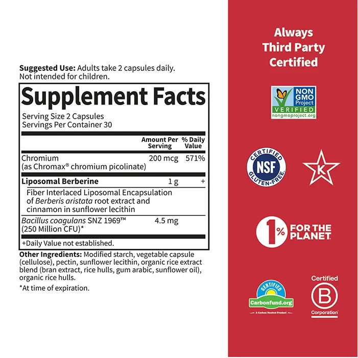 Garden of Life Herbals Liposomal Berberine - 60 Vegan Capsules