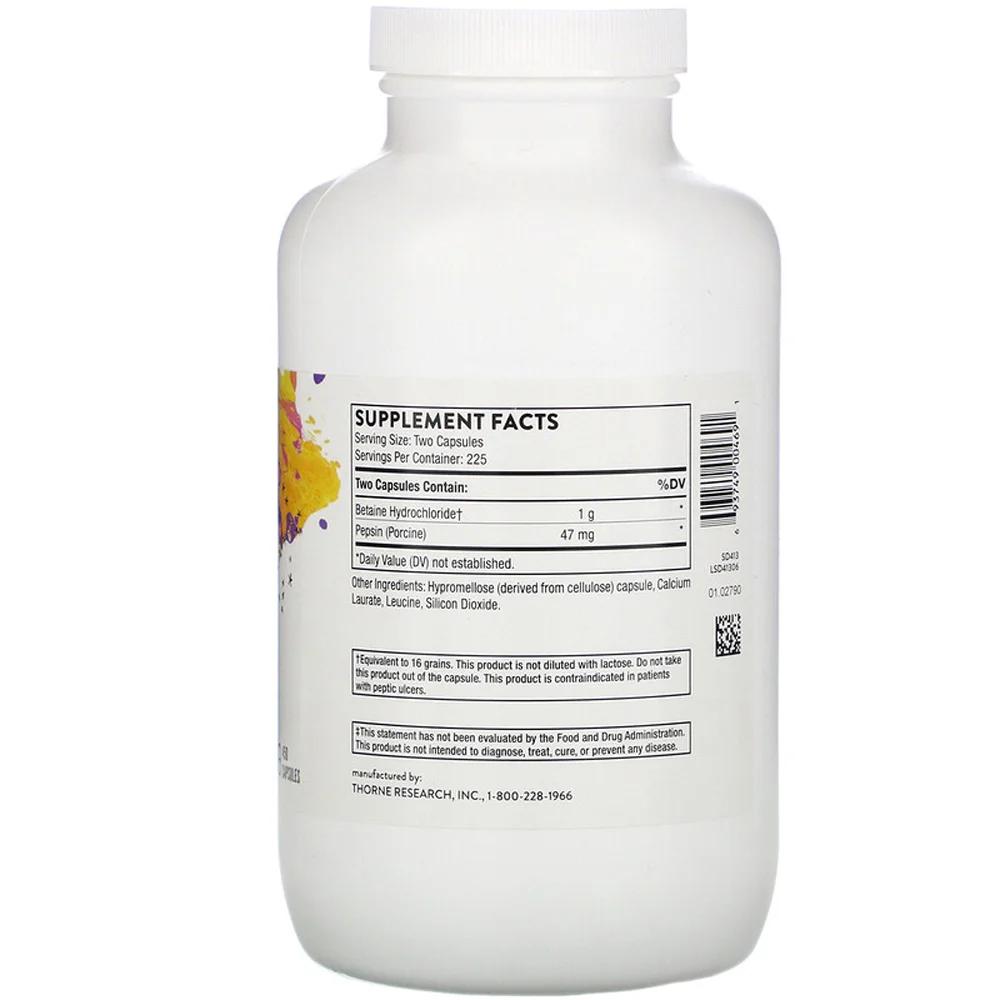 Thorne Research Betaine HCL & Pepsin 450 Capsules