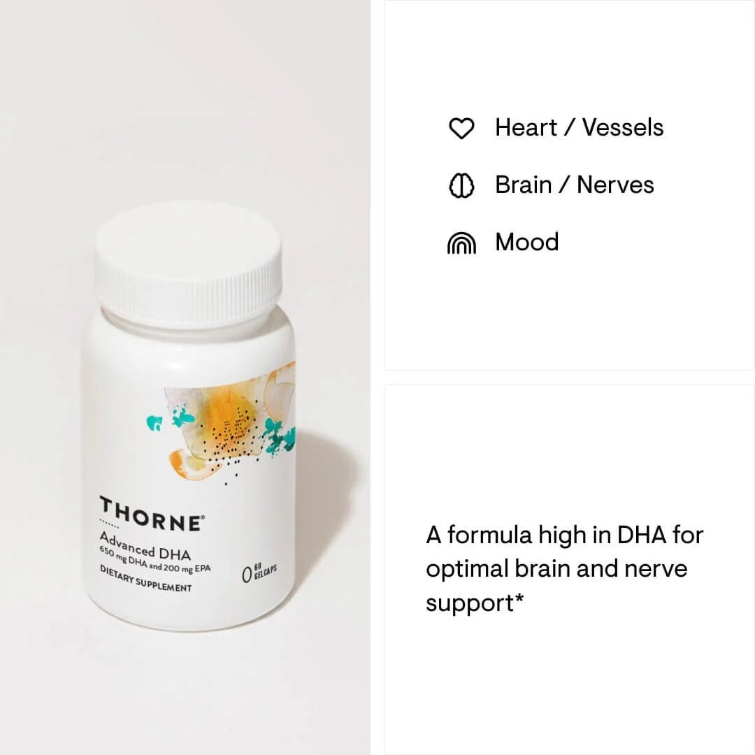 Thorne Research, Advanced DHA, 650 mg DHA and 200 mg of EPA, 60 gelcaps