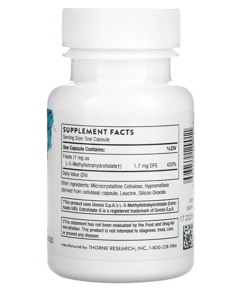 Thorne 5-MTHF Methylfolate - 1 mg - 60 Capsules